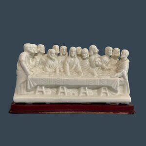 Ceramic Last Supper Figurine With Wooden Base